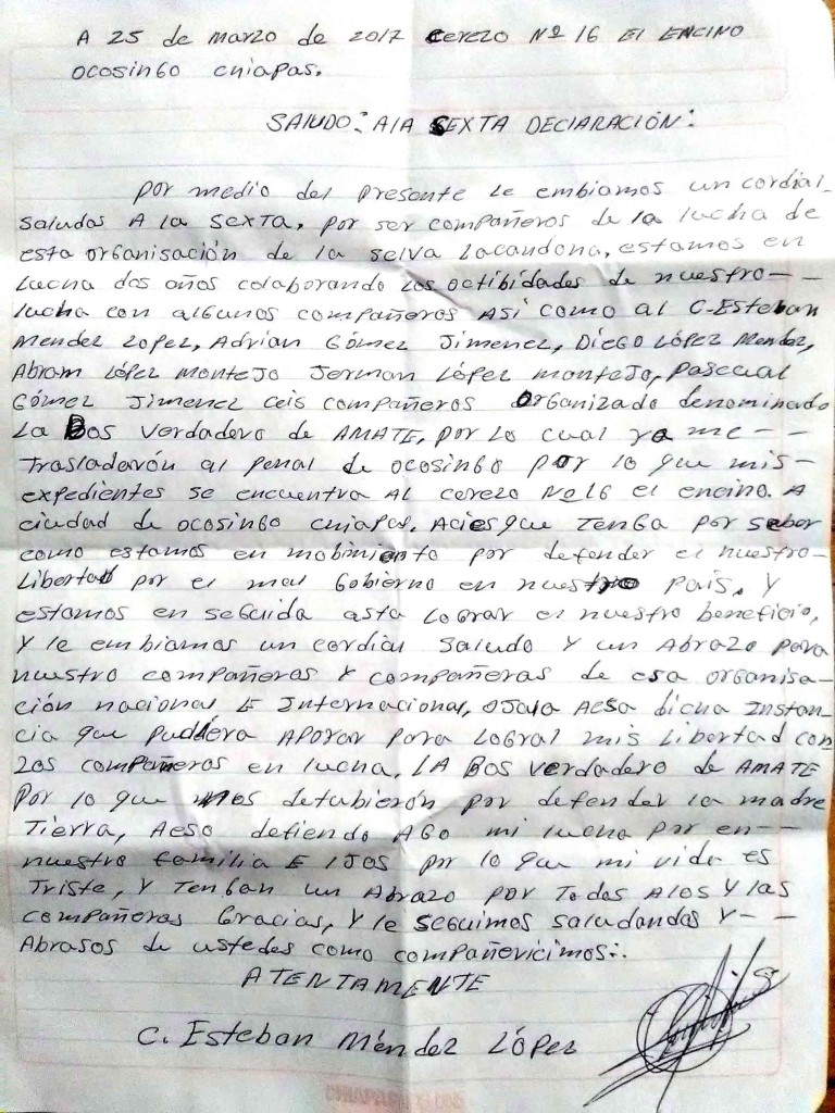 carta Esteban Oc 25 marzo